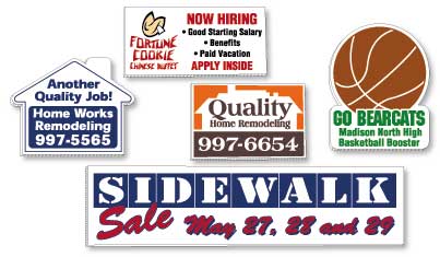 Corrugated plastic signs, corrugated yard signs and sign frames.