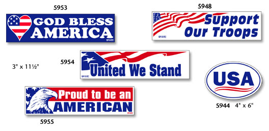 Patriotic flag decals and bumper stickers
