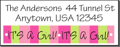Its A Girl Baby Address Labels 