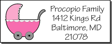 Pink Carriage Baby Address Labels 