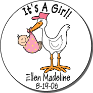 Baby address labels and stickers and stork baby address labels.