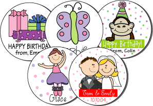 Round address and mailing address labels.
