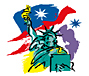 statue of liberty and stars and stripes