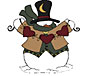 Christmas return address label snowman hearts