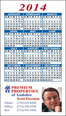 Custom wallet and business card calendars