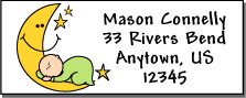 Sleeping baby address label