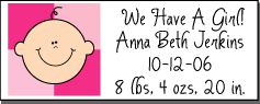 Colorblock Girl Baby Address Labels 