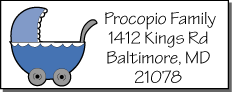 Blue Carriage Baby Address Labels 