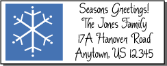Holiday blue snowflake return address stickers