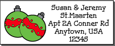 CHristmas ornaments personalized return addresss labels